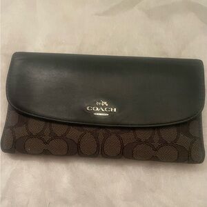 Coach Black and Brown Signature Clutch